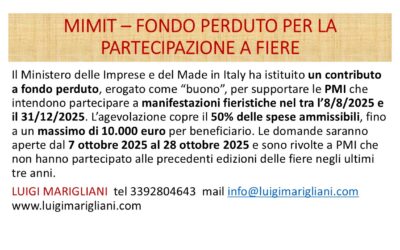 MIMIT – FONDO PERDUTO PER LA PARTECIPAZIONE A FIERE