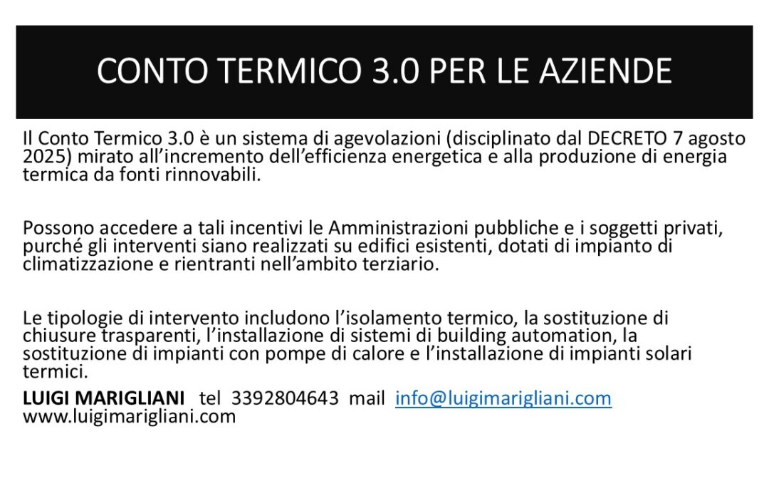 CONTO TERMICO 3.0 PER LE AZIENDE – Spese ammissibili