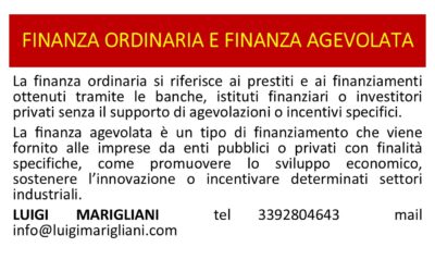 FINANZA ORDINARIA E FINANZA AGEVOLATA