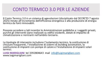 CONTO TERMICO 3.0 PER LE AZIENDE