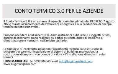 CONTO TERMICO 3.0 PER AZIENDE – Tipologie di intervento incentivabili Produzione Energia Termica da Fonti Rinnovabili