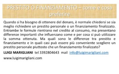 PRESTITO O FINANZIAMENTO – come e cosa preferire