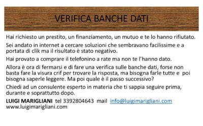 VERIFICA BANCHE DATI