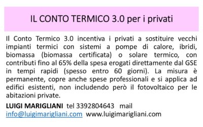 IL CONTO TERMICO 3.0 per i privati
