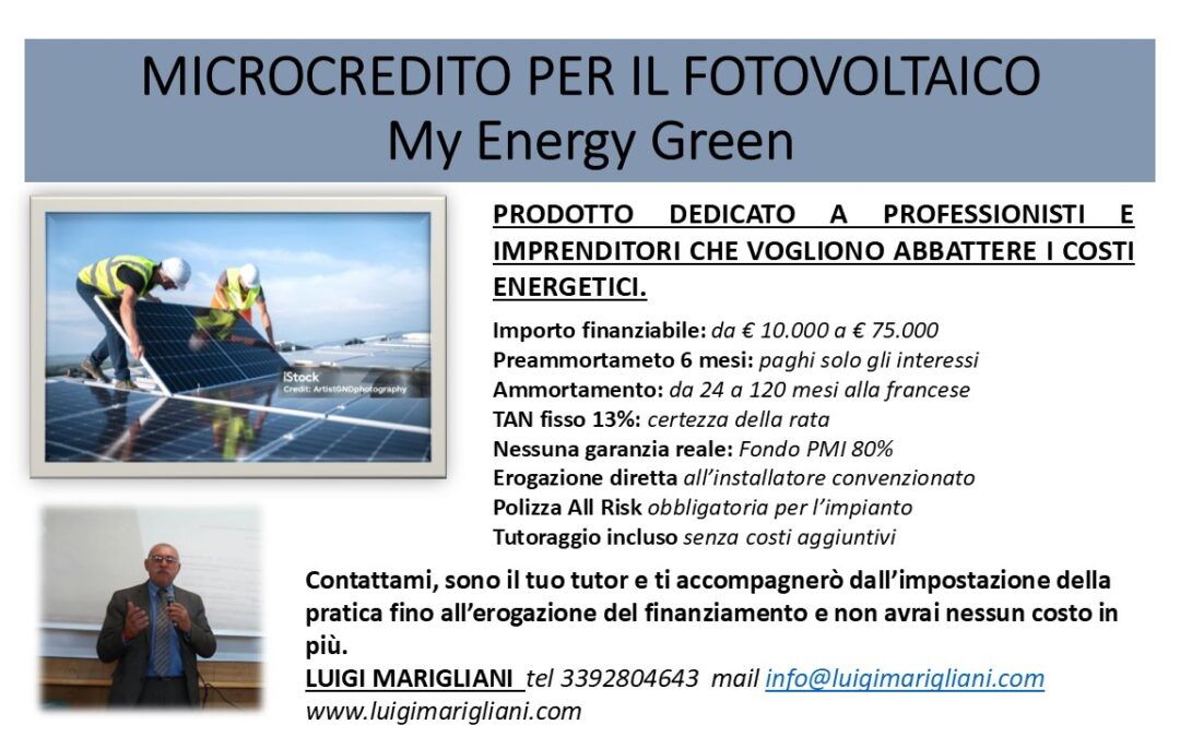 MICROCREDITO PER IL FOTOVOLTAICO My Energy Green